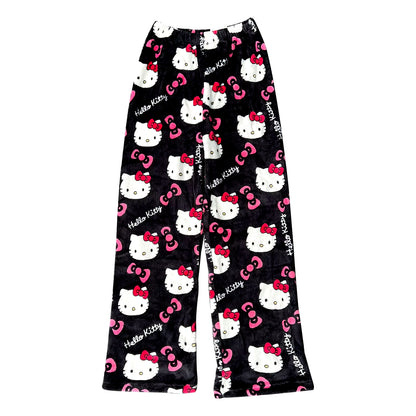 Cozy Up in Style with Y2K Hello Kitty Pajama Pants - Sanrio Anime Sleepwear for Couples and Home Leisure