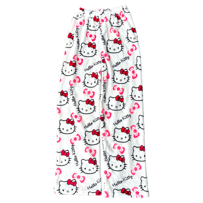Cozy Up in Style with Y2K Hello Kitty Pajama Pants - Sanrio Anime Sleepwear for Couples and Home Leisure