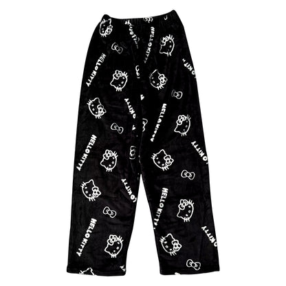 Cozy Up in Style with Y2K Hello Kitty Pajama Pants - Sanrio Anime Sleepwear for Couples and Home Leisure